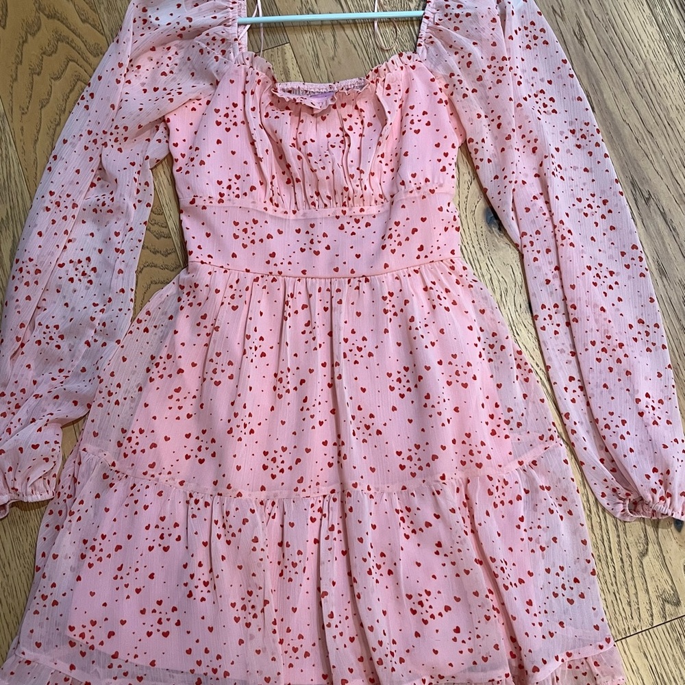 Miami Pink Bishop Sleeve Valentines Dress